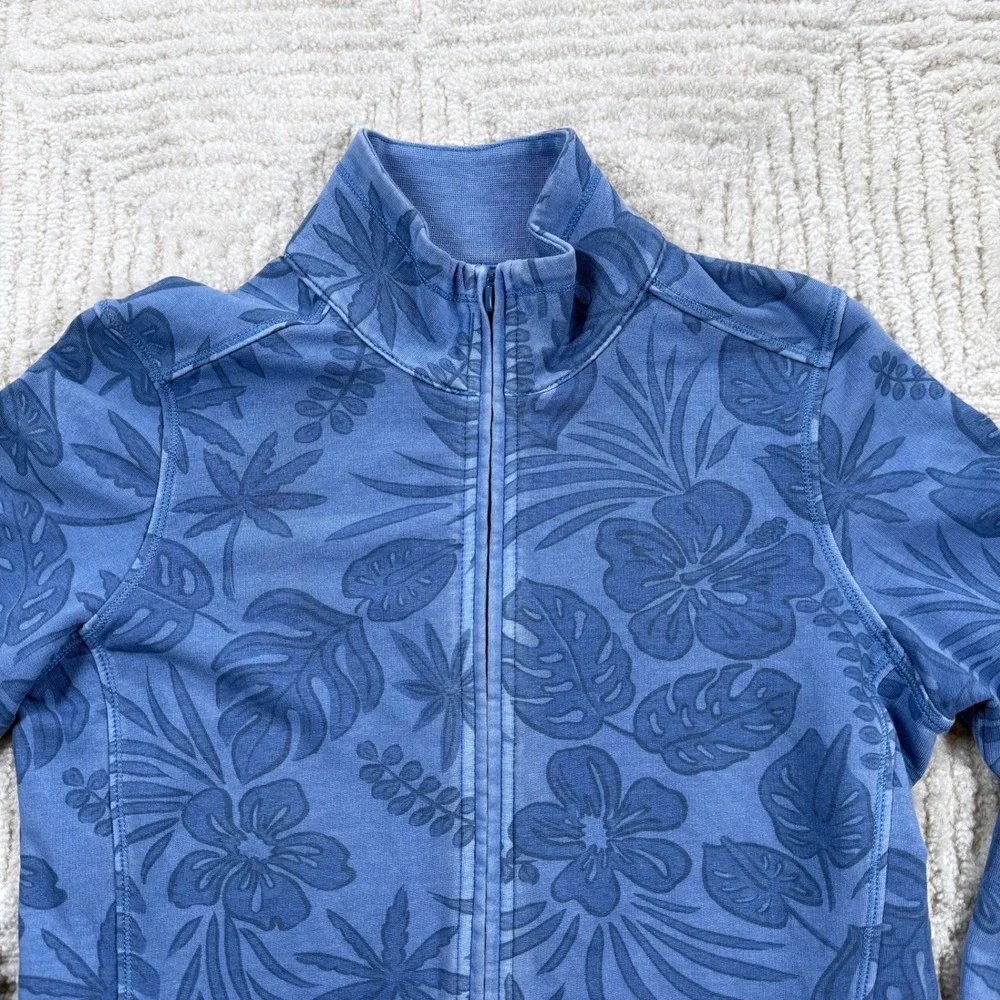 Tommy Bahama Jacket Women's XS Blue Tropical Floral Zip Coastal Resort Wear Yoga - Picture 10 of 14